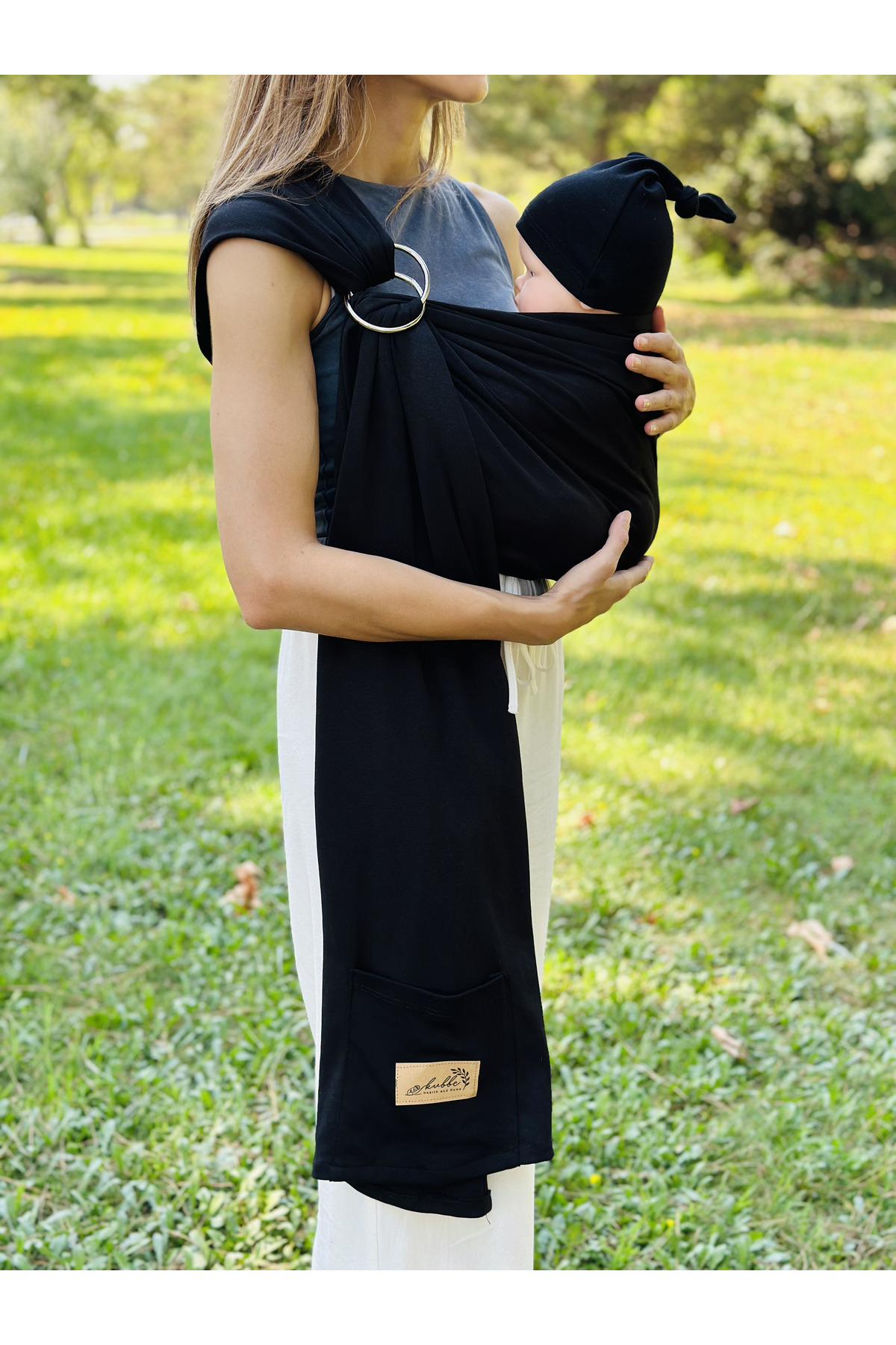 kubbe Anakucağı Esnek Halkalı Cepli Bebek Taşıma Şalı, Bebek Askısı Wrap Sling fotoğrafı 7 (önizleme)
