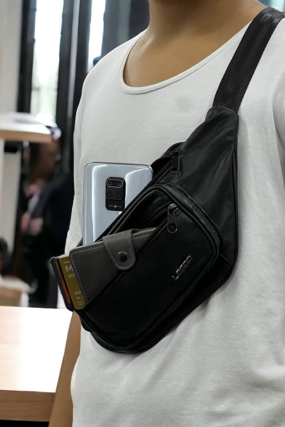 LEGAN Hakiki Deri Siyah Freebag - Bel Çantası & Çapraz Askılı Çanta görsel 5