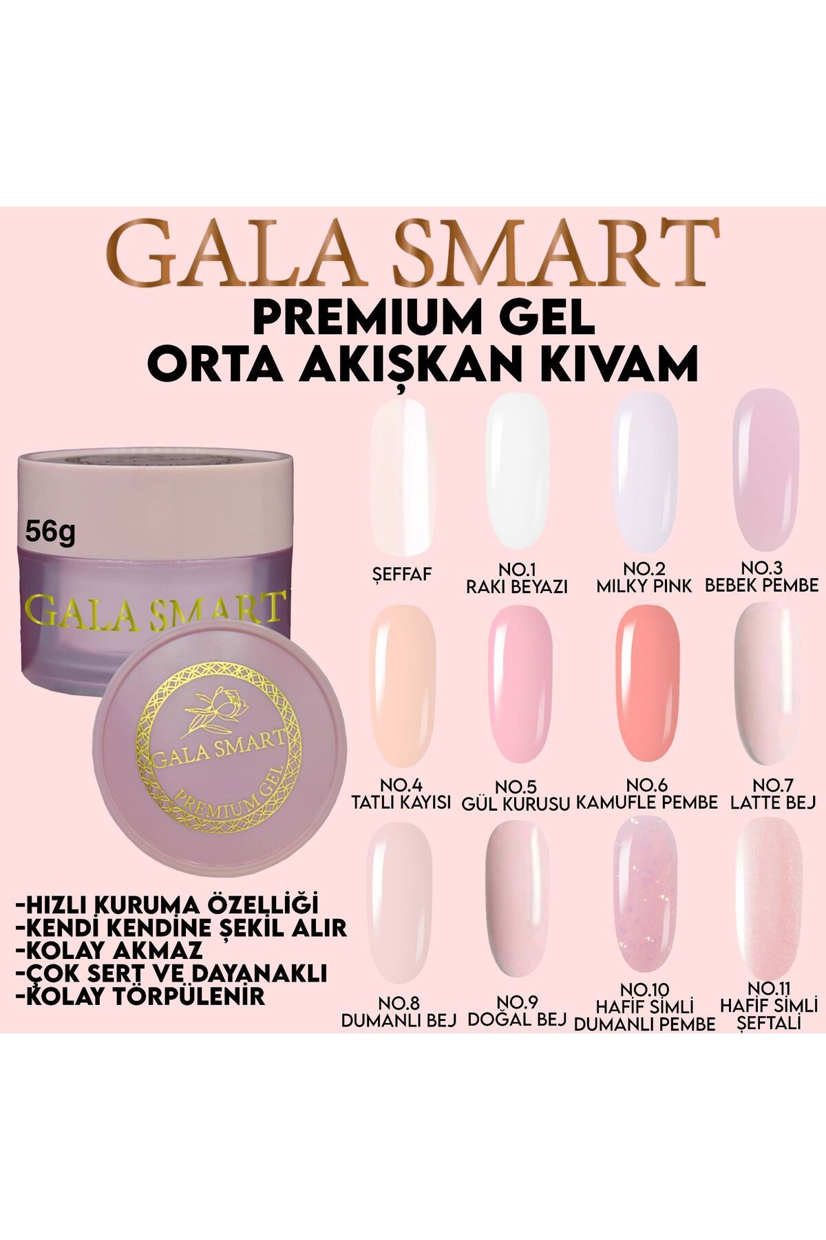 ژل پرمیوم ناخن پروتز با غلظت سیال متوسط ​​56 گرم gala smart