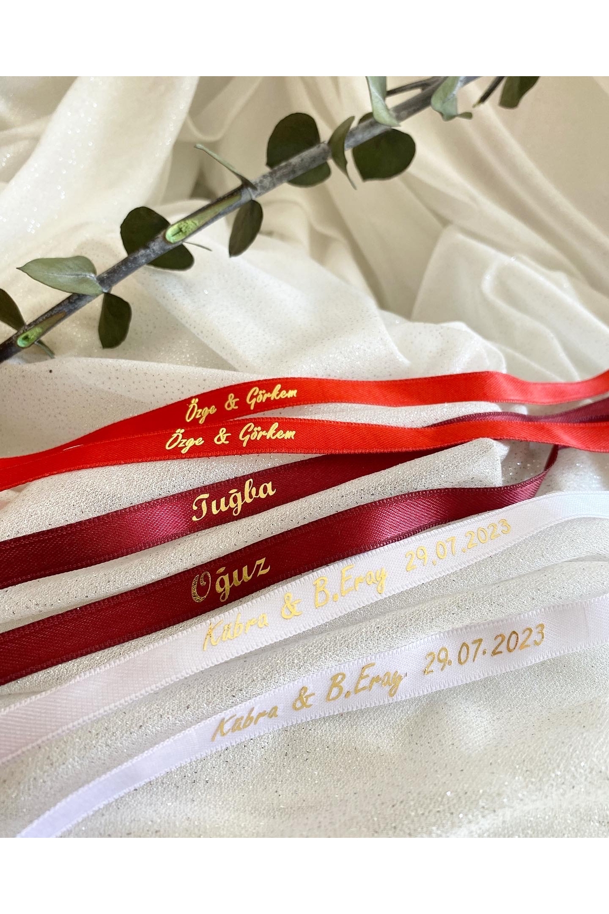 Personalized Engagement Ribbon without Pearl Red