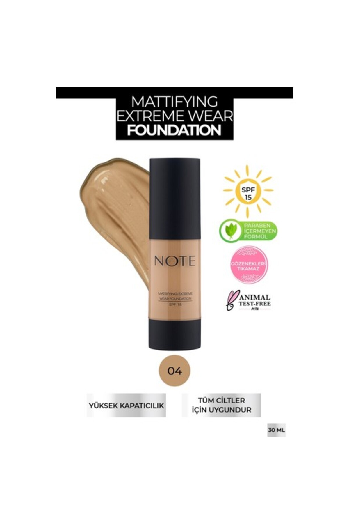 Note Cosmetics Foundation 04 Mattifying Extreme Wear - Sand