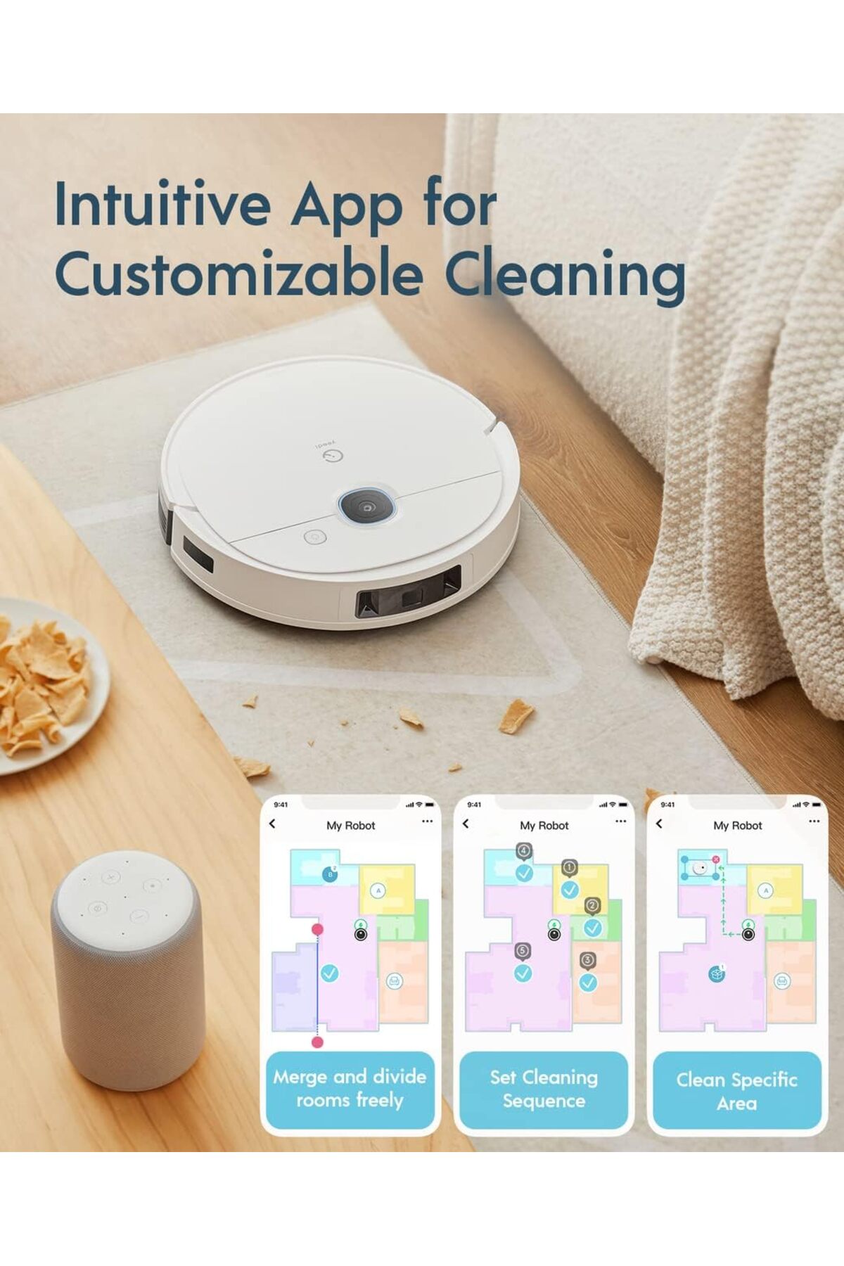 Vac 2 Pro - Beyaz Renk Akıllı Robot Süpürge ve Paspas 4
