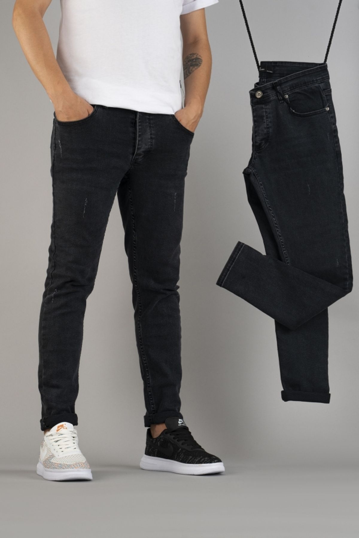 bombe-Pánské Slim Fit Džínové kalhoty Slim Fit s manžetou 3