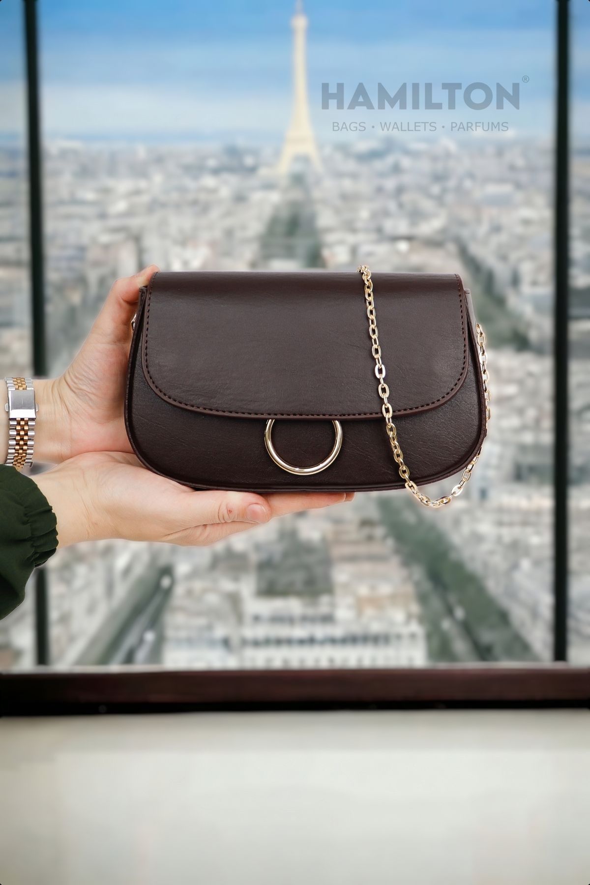 Dark brown shoulder bag top