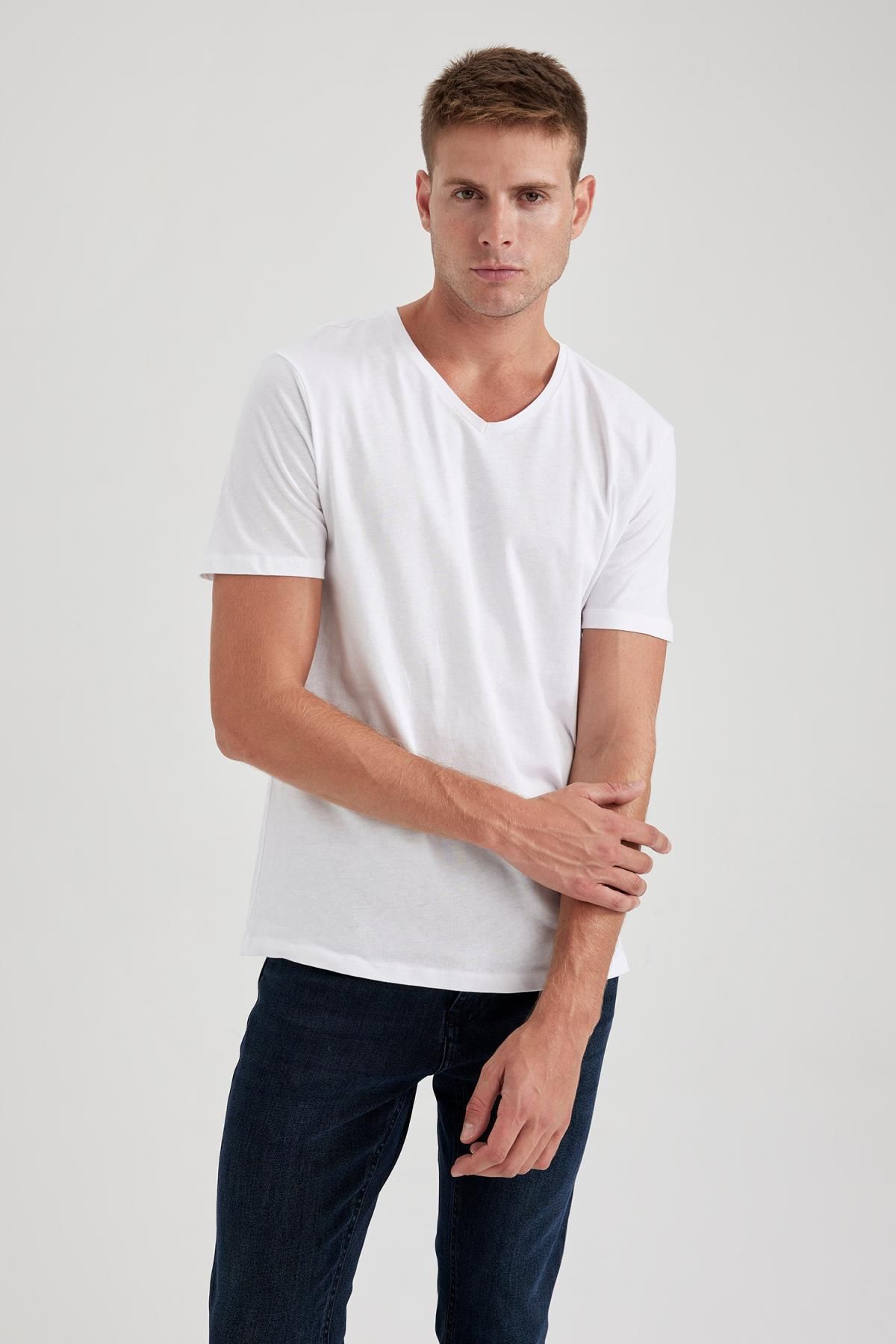 DeFacto-V-nyakú Slim Fit póló 5