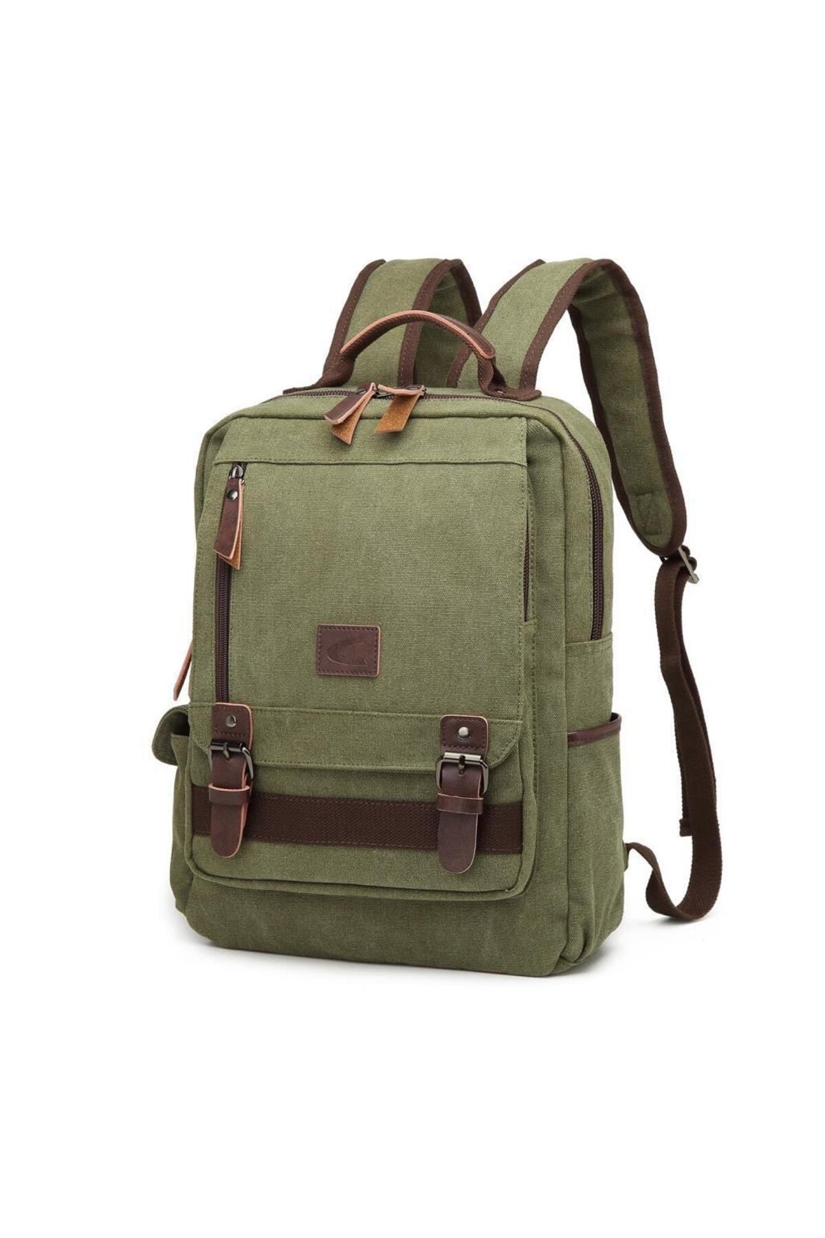 C-Active 1303 Büyük Boy Erkek Sırt Çantası Kanvas Kumaş - Yeşil