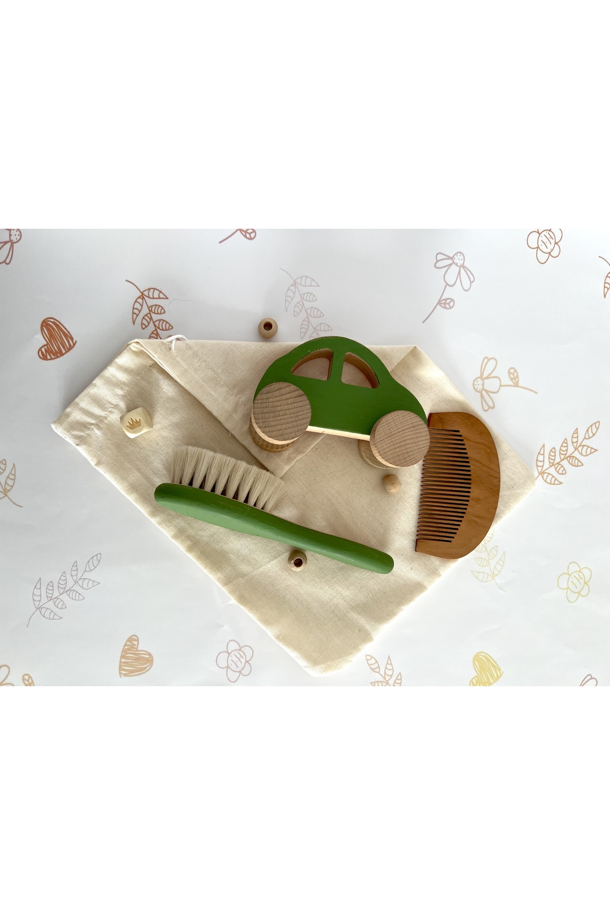Bebek Saç Fırçası Ve Dekor Araba 3lü Set,bebek Hediyelik