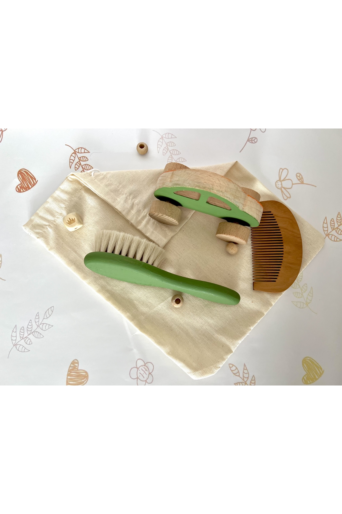 Bebek Saç Fırçası Ve Dekor Araba 3lü Set,bebek Hediyelik