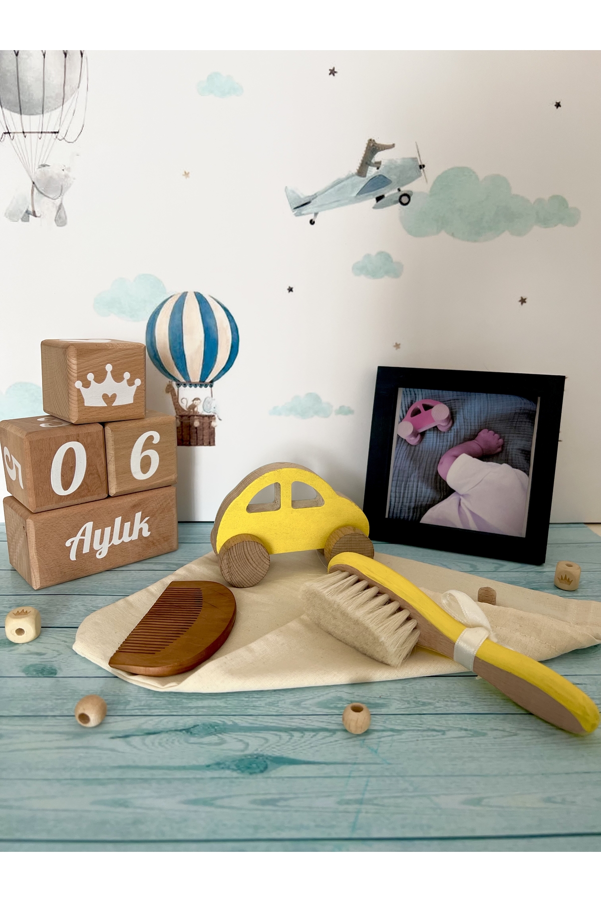 Bebek Anı Küpü 5li Set Ahşap Dekor