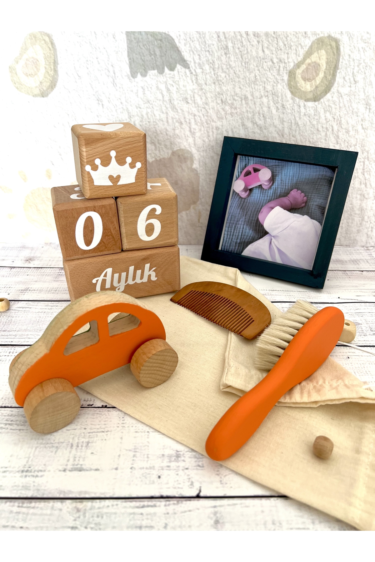 Anne ve bebek anı küpü ,bebek anı çerçevesi 5li set