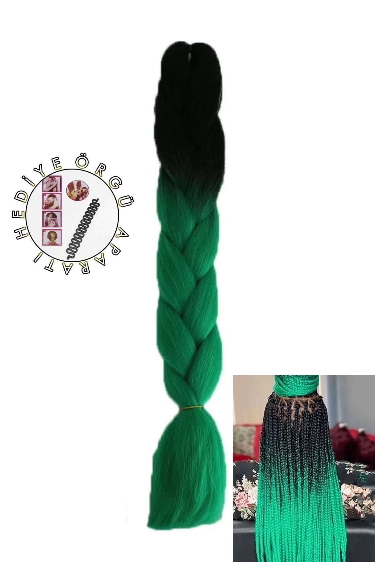 Barly Green Black Two Color Ombre African Black Braid Box Braid Synthetic  Hair 60cm 100gr - Trendyol