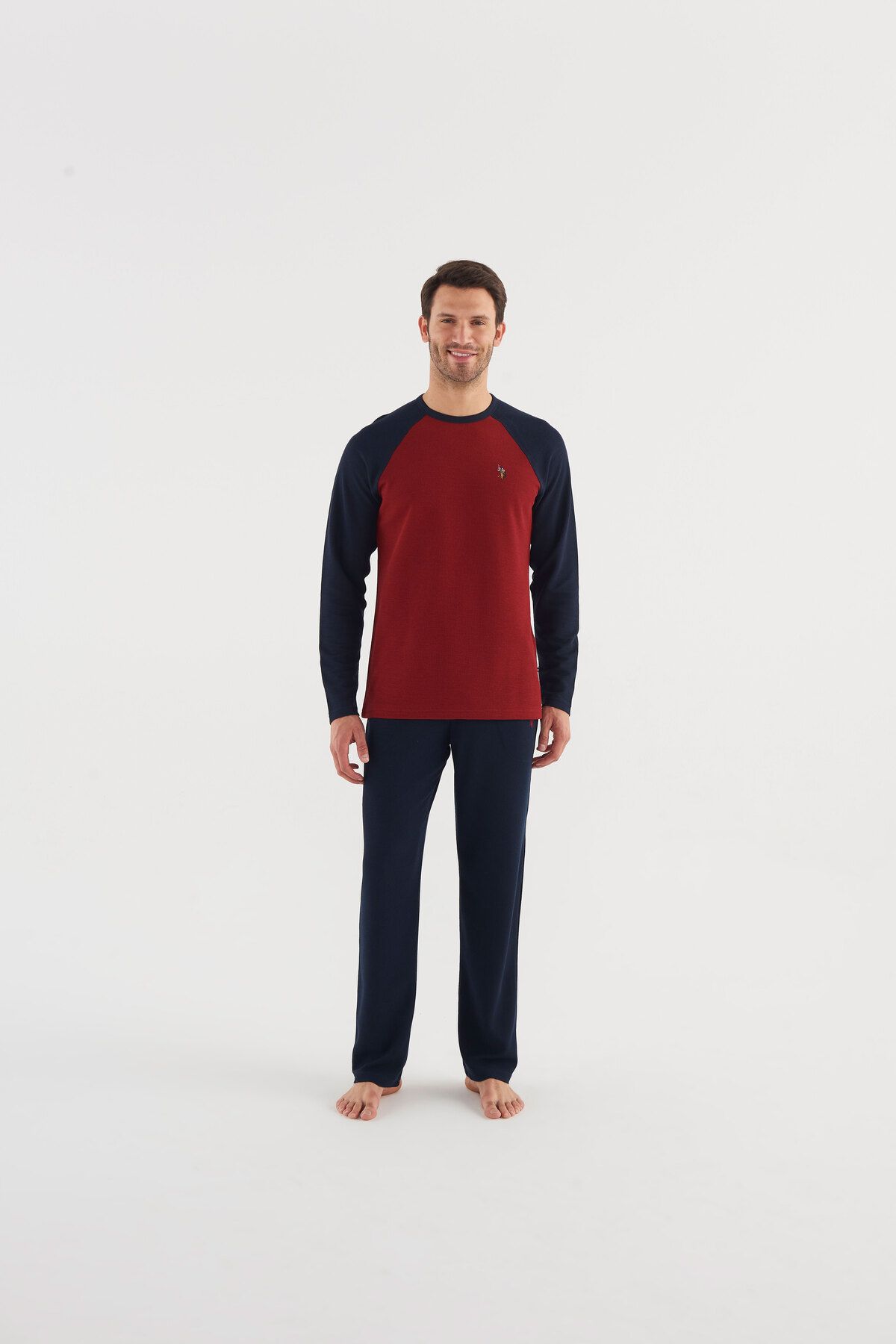 ست پیژامه قرمز مردانه 023K1Z8.E.6T3.A.3GRP لباس خواب اورجینال U.S. Polo Assn.