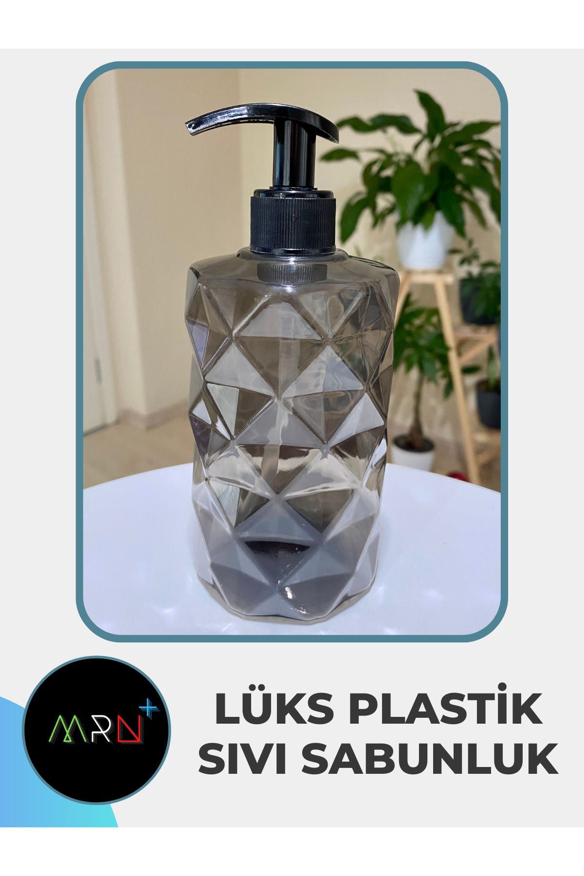 Mirvano Glass Appearance Plastic Liquid Soap Dispenser Unbreakable Liquid Soap Dispenser Anthracite Liquid Soap Dispenser