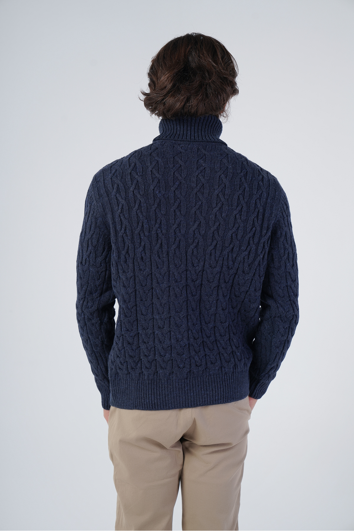 Trist Star  Lacivert Erkek Yürütme Saç Balıkçı Yaka Triko Yün Kazak - Görsel 3