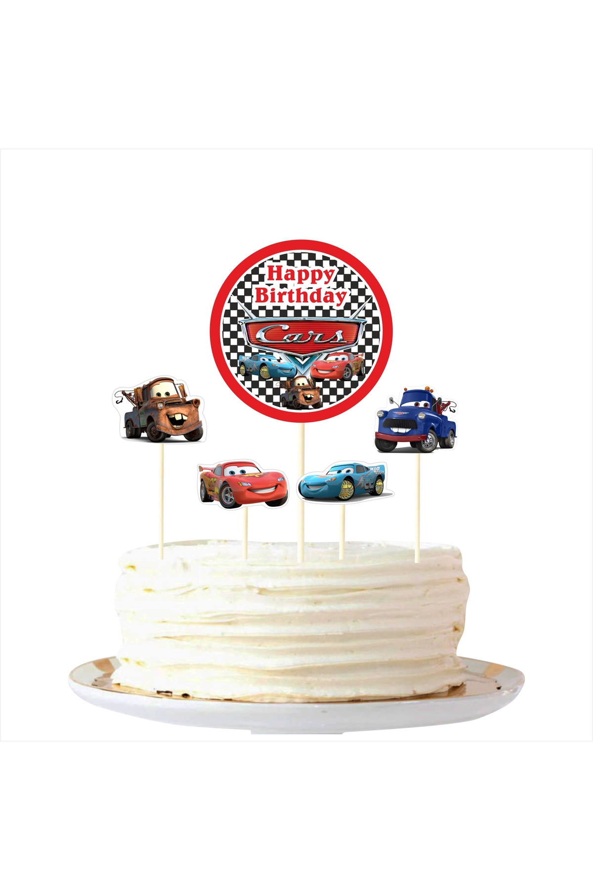 Cars / Şimşek Mcqueen Doğum Günü Pasta Süsü / Kürdan Seti
