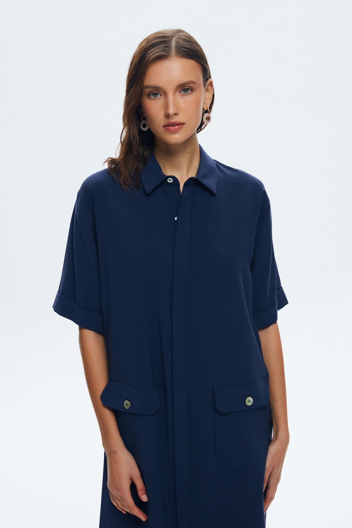 Love My Body-Pocketed Shirt Dress 4