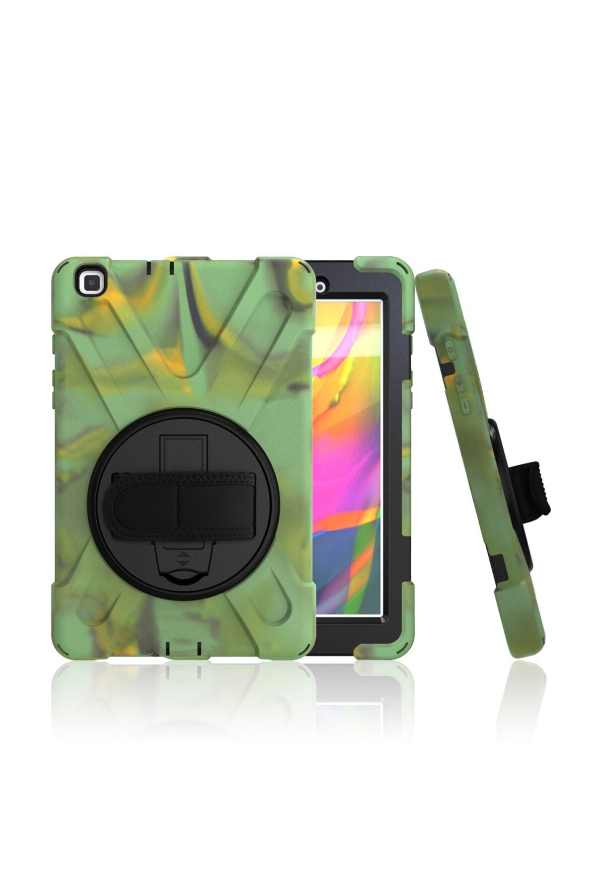Samsung Galaxy Tab A8 10.5 SM-x200 2021 Case Defender Strap Armored Tank Case Camouflage