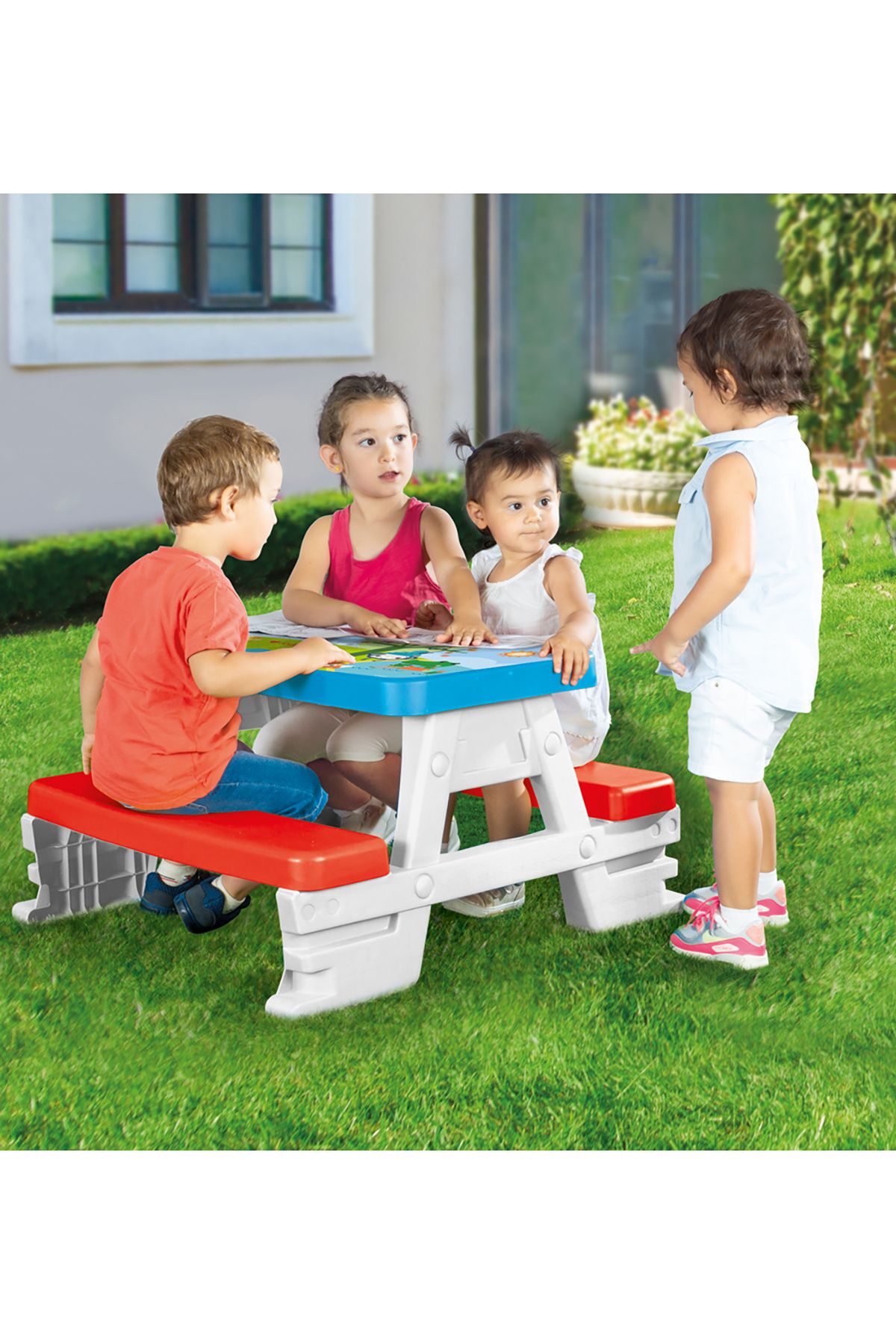 YILDIRIM OYUNCAK Kaliteli 44 Cm Piknik Masası - 4 Çocuk Oturma Kapasiteli Piknik Masası