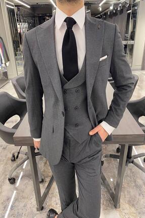 Fc Plus GENİŞ YAKA DÜZ YELEKLİ ANTRASİT TAKIM ELBİSE