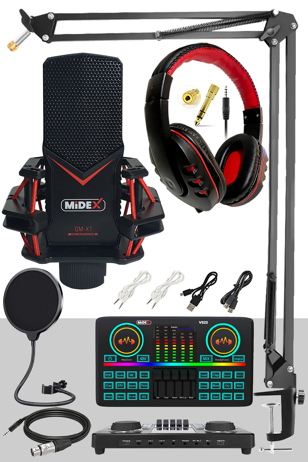 Midex GMX-1 Effective set Condenser Mikrofon Ses Kartı Kulaklık