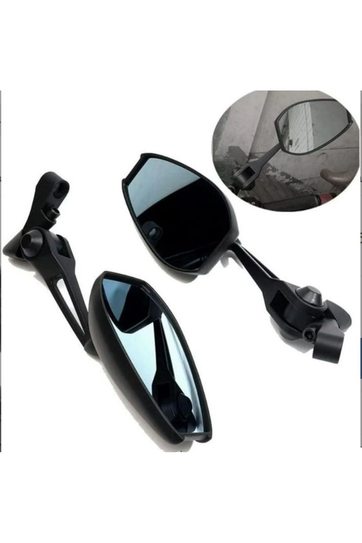 MOTOANL Motosiklet Alüminyum Dikiz Aynası Unıversal Model Kristal Mavi Cam Motor Aynası