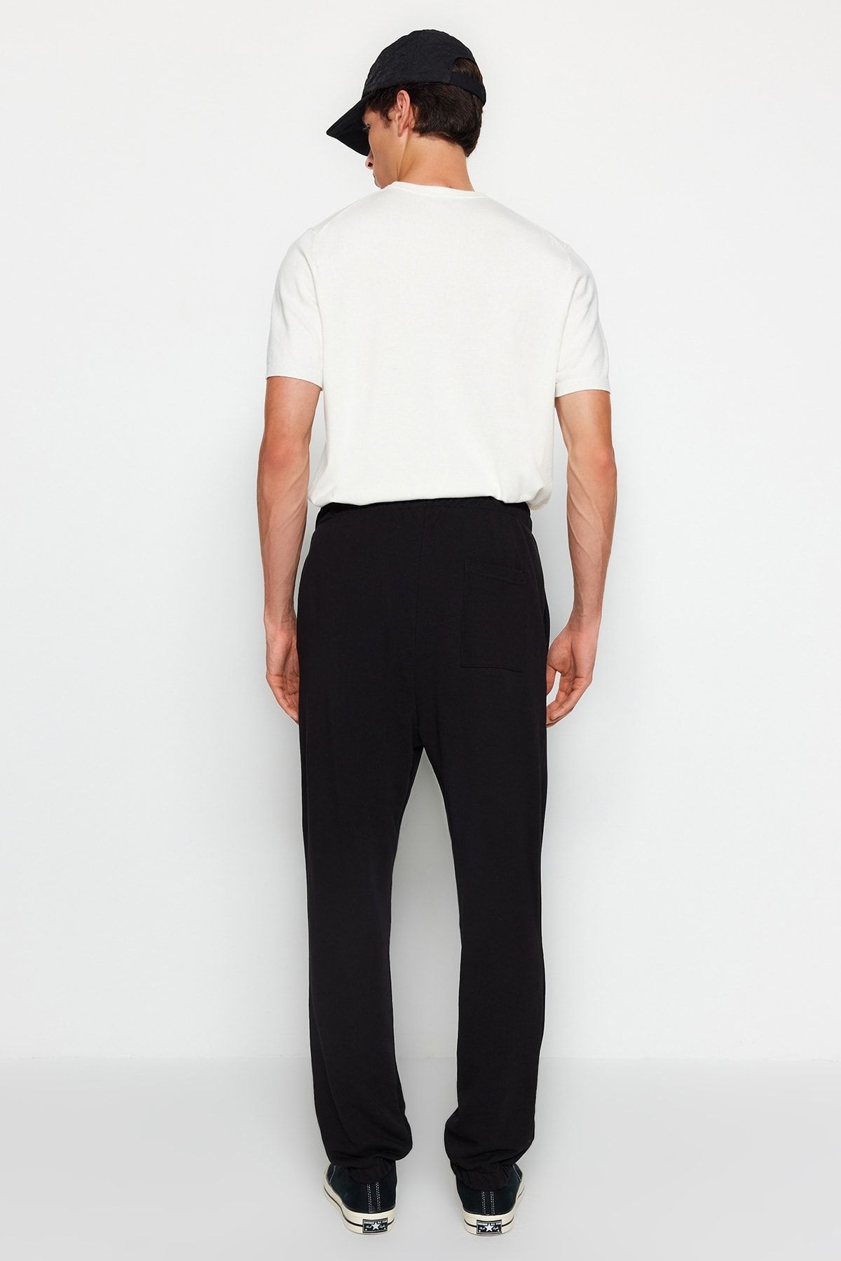 Trendyol Collection-Oversize Minimal Patterned Black Jogger Sweatpants - Tmnaw24Ea00000 7