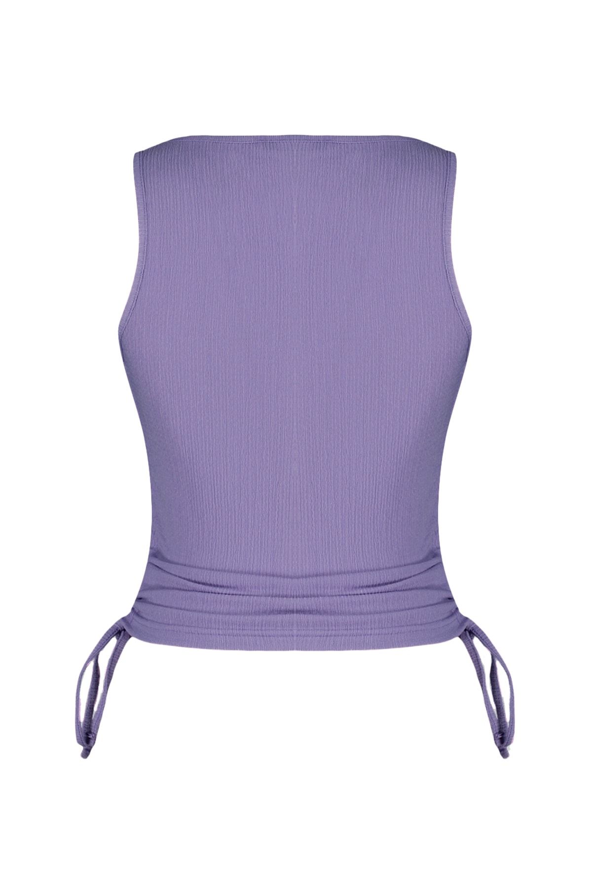 Trendyol Collection-Lilafarbene, detaillierte Strickbluse aus faltigem Stoff THMSS22BZ1016 8