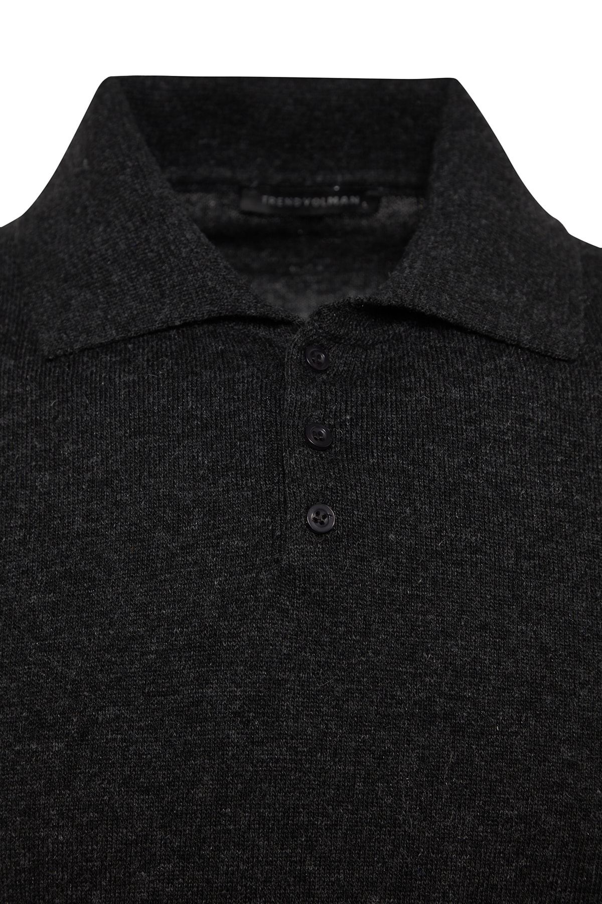 Trendyol Collection-Anthrazitfarbener Slim-Fit-Strickpullover mit Polokragen – Wolle, Knopfleiste TMNAW23KZ00238 9