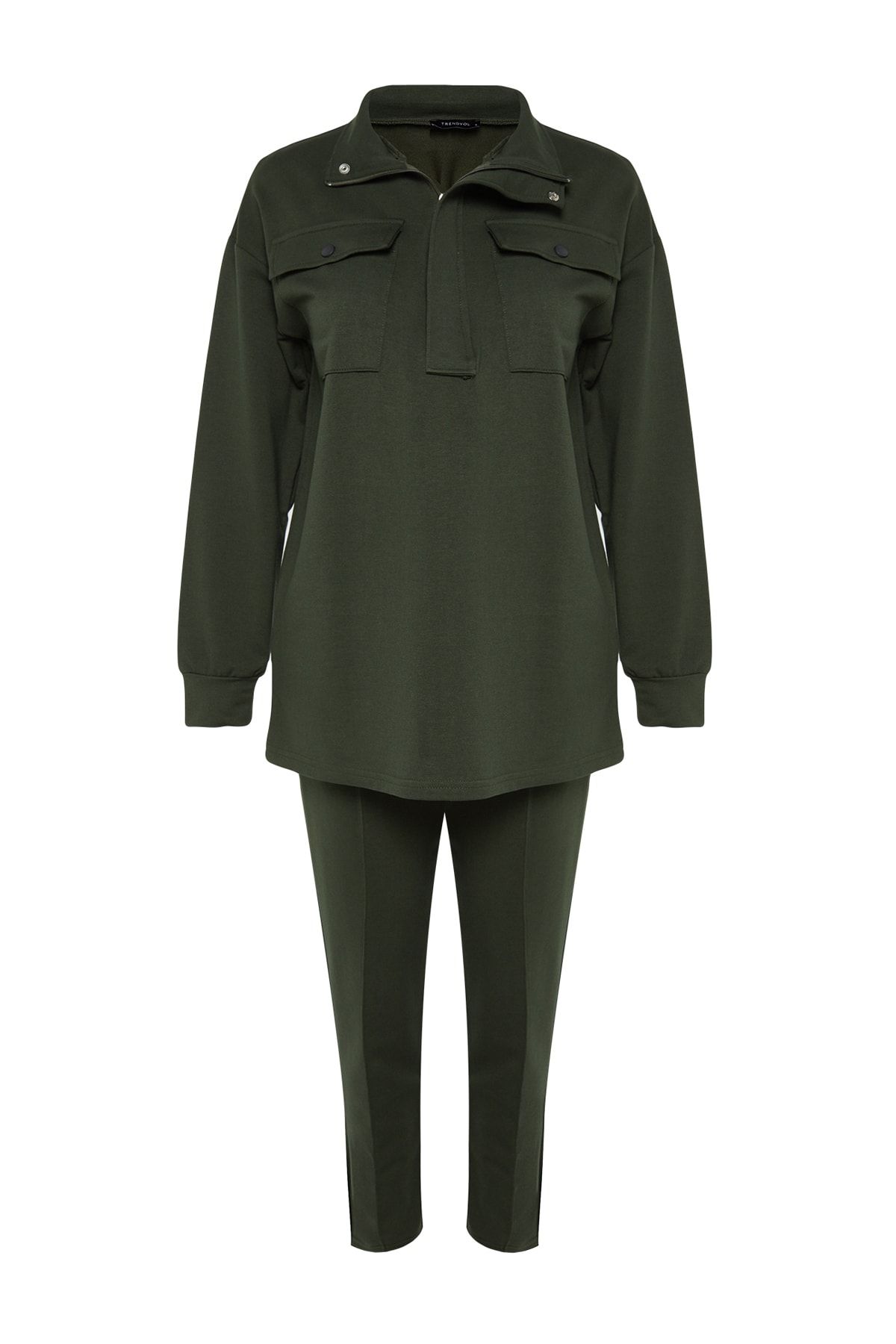 Trendyol Modest-Set de trening tricotat cu buzunar verde TCTAW23EN00032 7