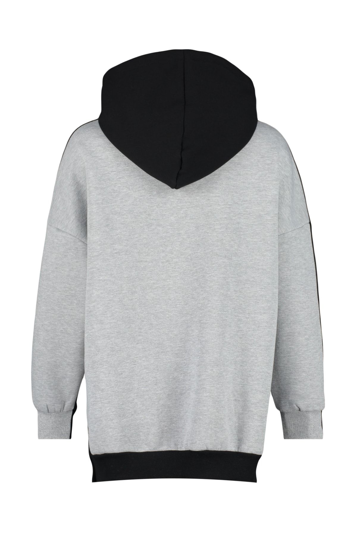 Trendyol Collection-Grau meliertes Farbblock-Fleece-Strick-Sport-Sweatshirt mit breiter Passform TWOSS22SW0074 8