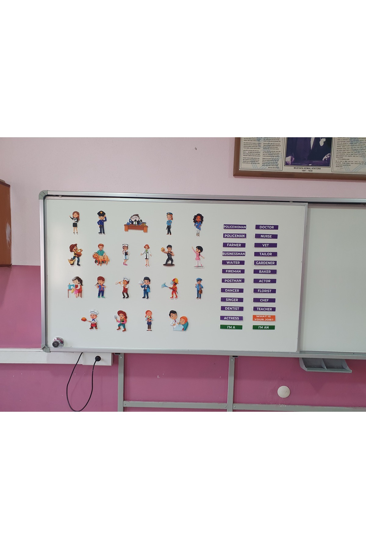 ۴. کلاس انگلیسی پایه هفتم، واحد JOBS، ست نمدی مغناطیسی