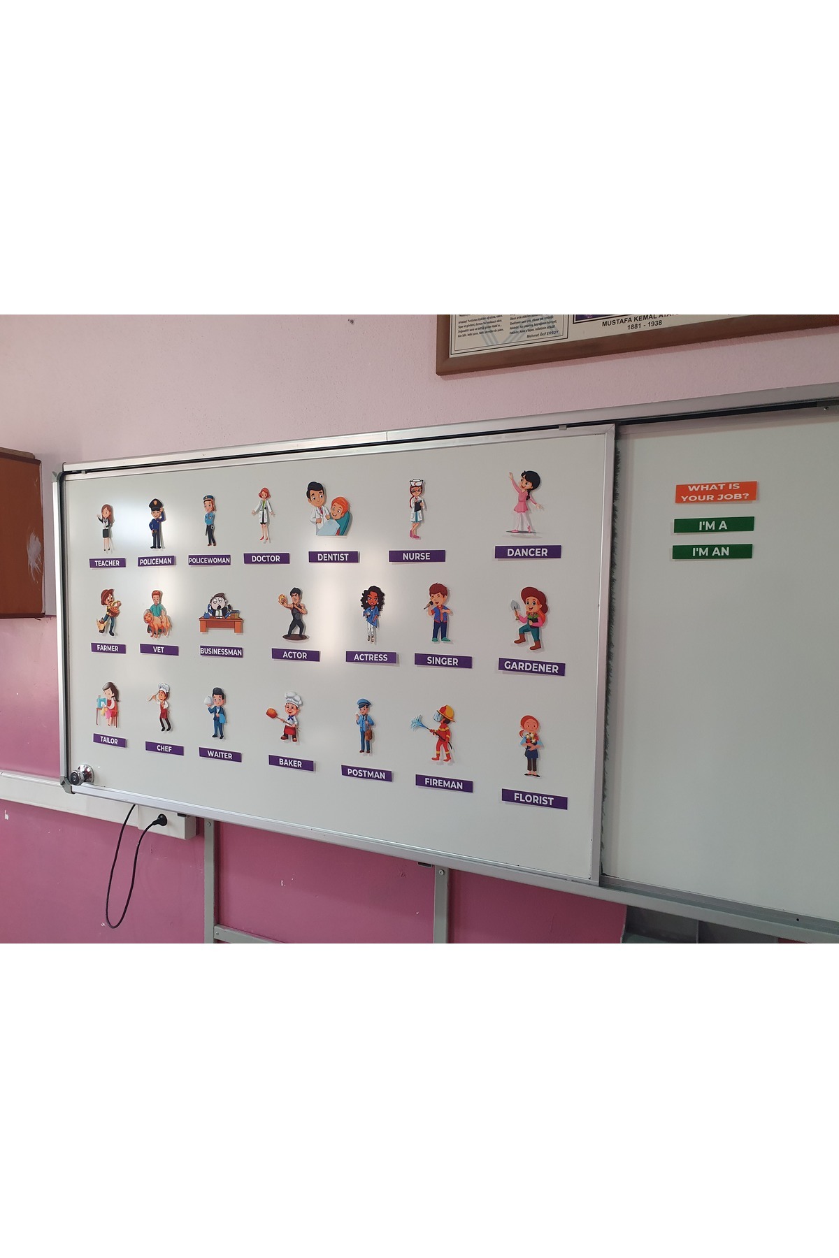 ۴. کلاس انگلیسی پایه هفتم، واحد JOBS، ست نمدی مغناطیسی