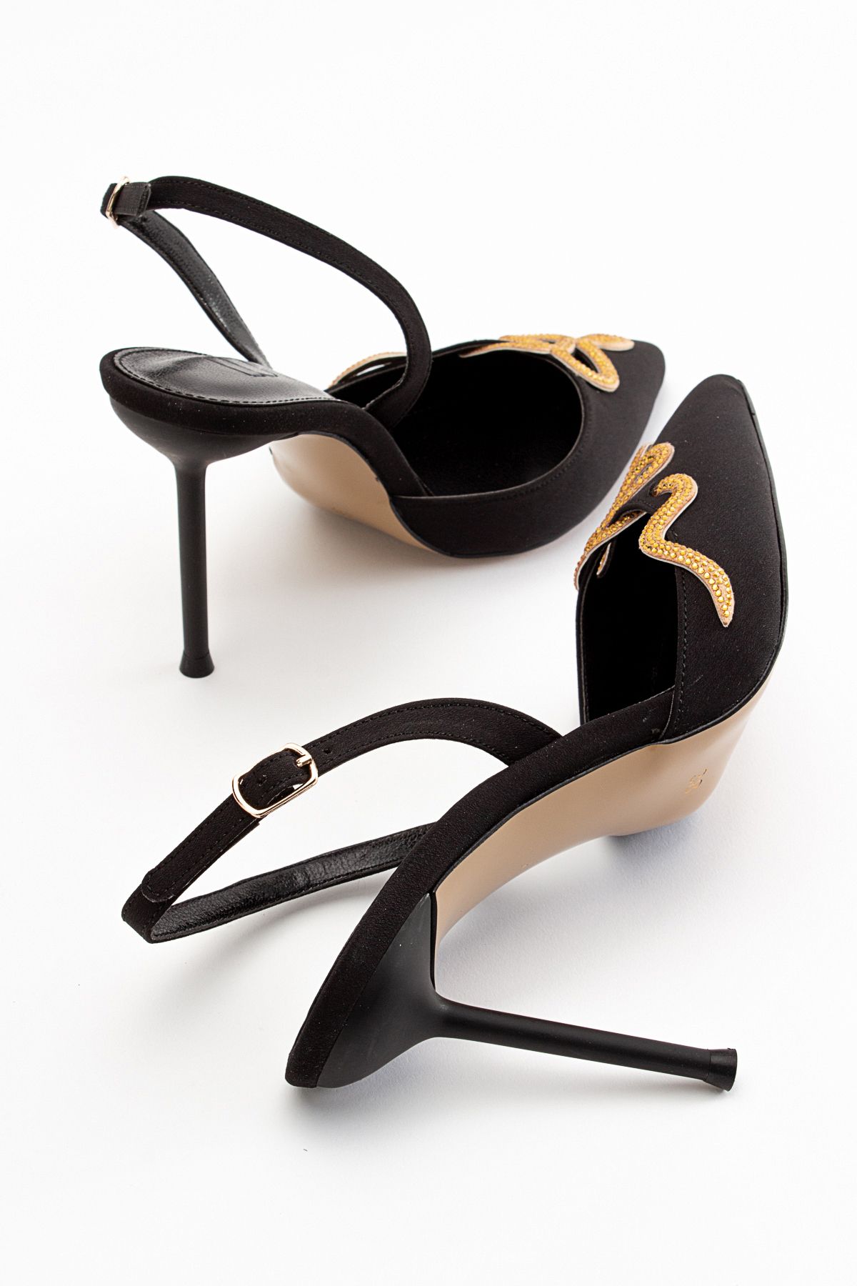 کفش پاشنه کلاسیک سیاه زنانه مولپو اورجینال luvishoes