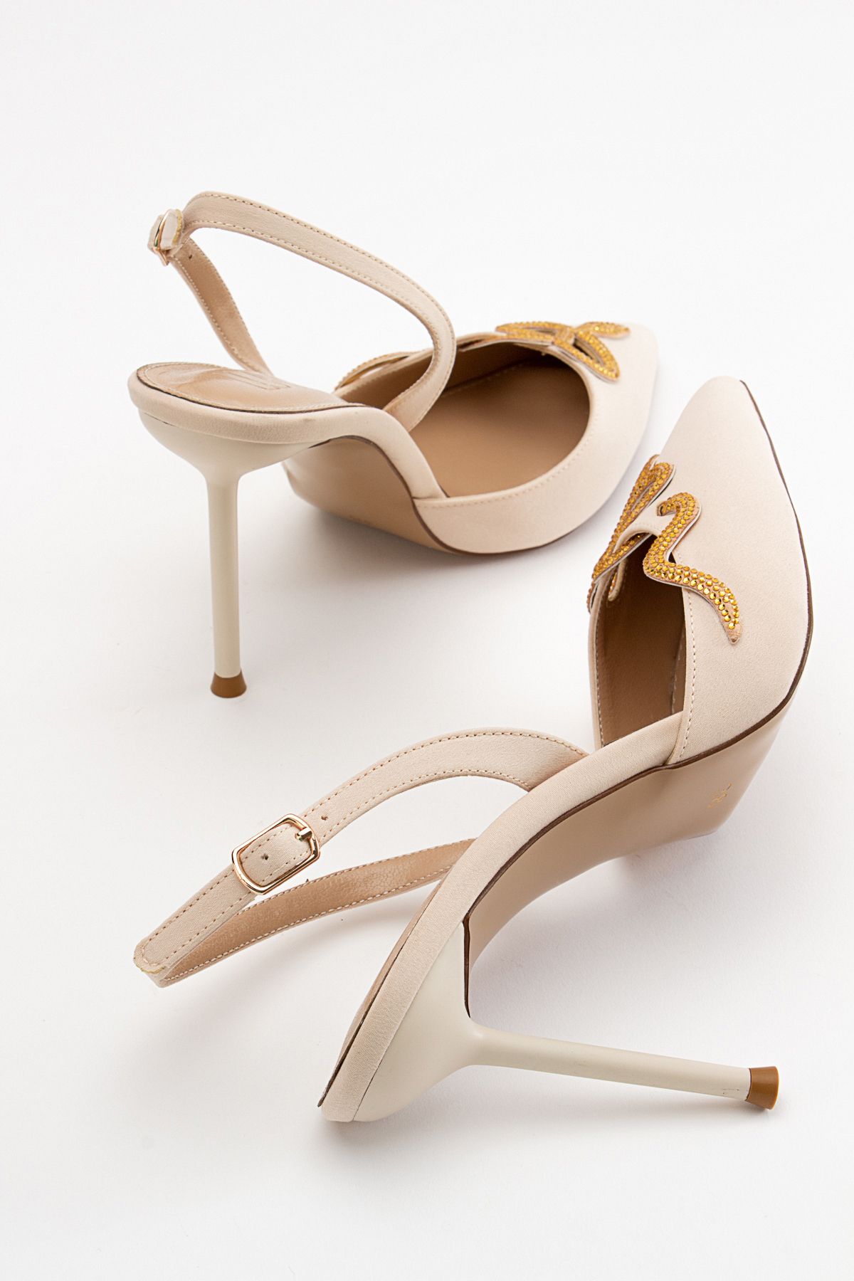 کفش پاشنه کلاسیک نود زنانه بژ مولپو اورجینال luvishoes