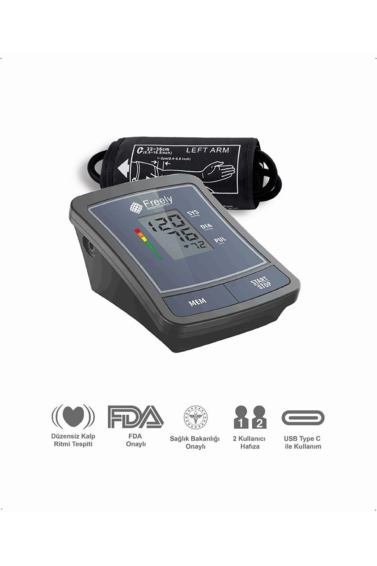 Freely Kol Dijital Kol Tipi Tansiyon Ölçüm Aleti Dbp-1254 Pilli Dijital