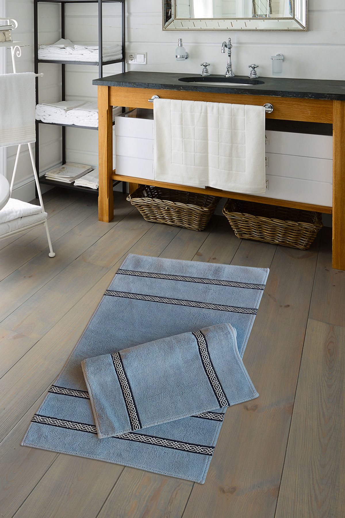 ALANUR Home Milano Jakuar Set De 2 Toalete Din Bumbac Pentru Baie, Gri - One Size
