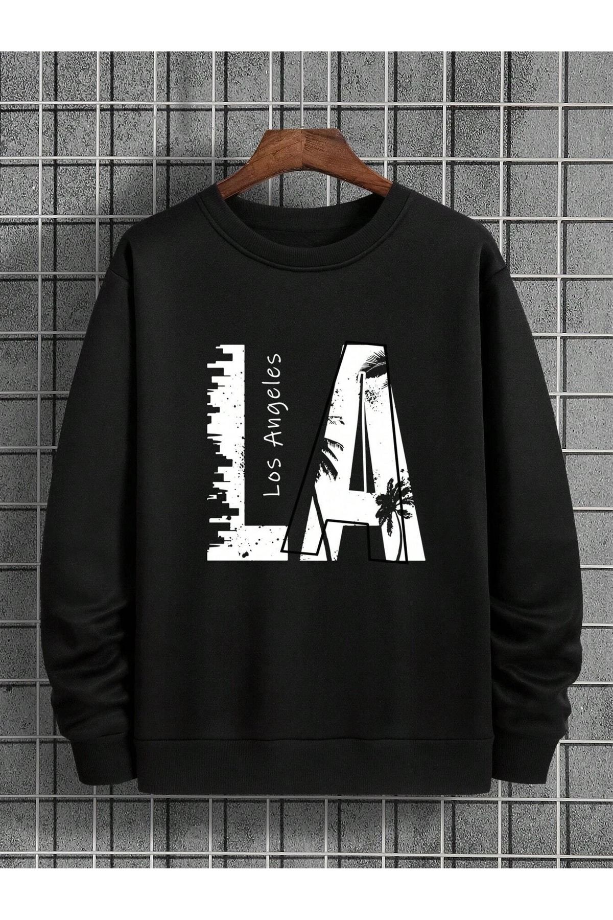 Mythologie La Los Angeles Sweatshirt Black Printed Oversize