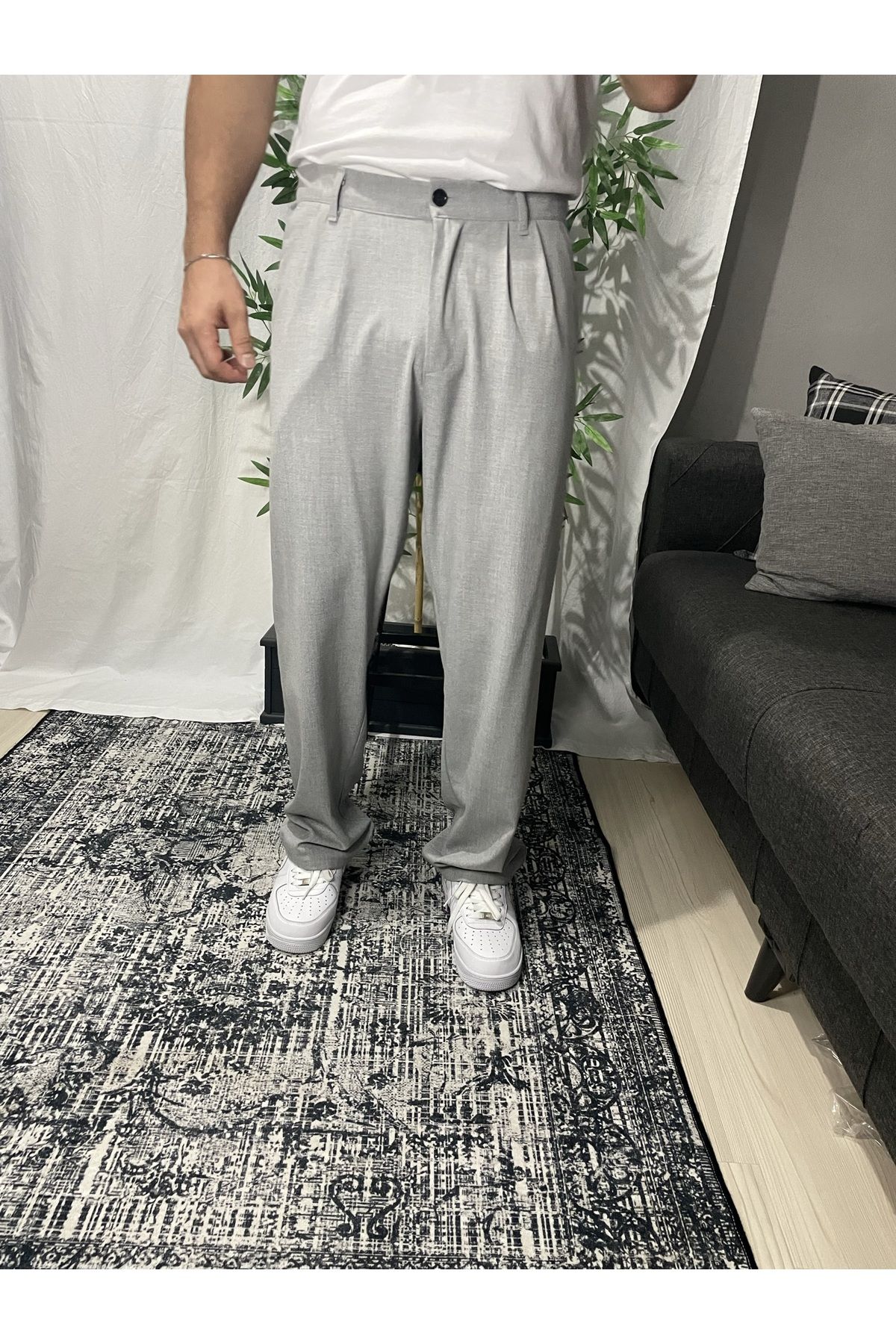 UTTBASİC-Pl13 Model Gray Pleated Baggy Pants 5