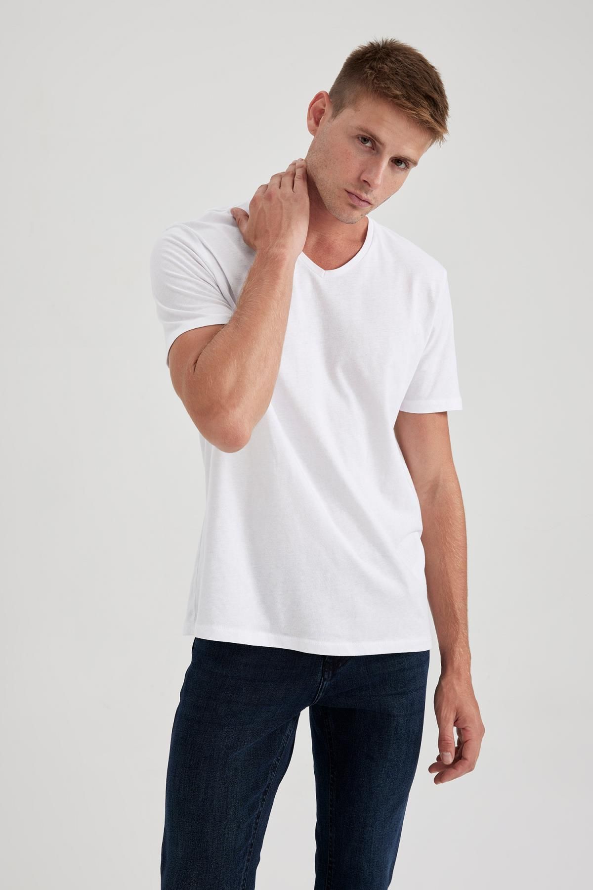 DeFacto-V-nyakú Slim Fit póló 4