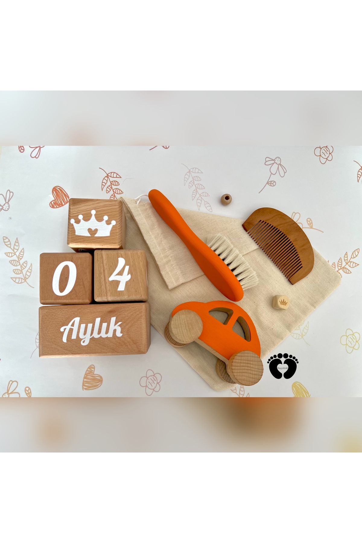 Bebek anı küpü ve dekor ahşap 4lü set ,bebek dekor hediyelik