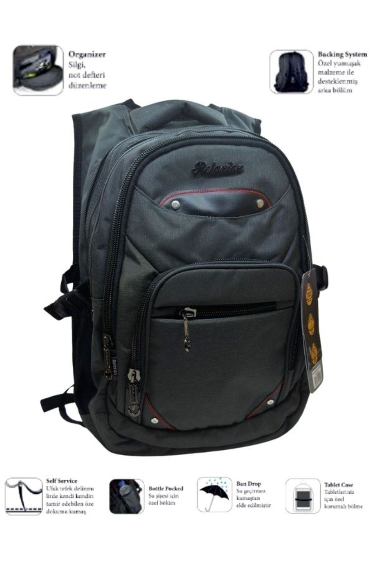 Relaxion Dark Gray School Backpack 2225