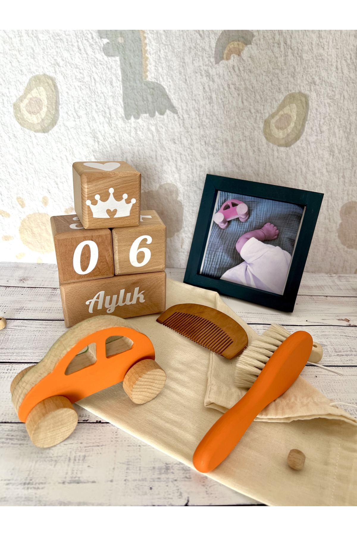 Anne ve bebek anı küpü ,bebek anı çerçevesi 5li set