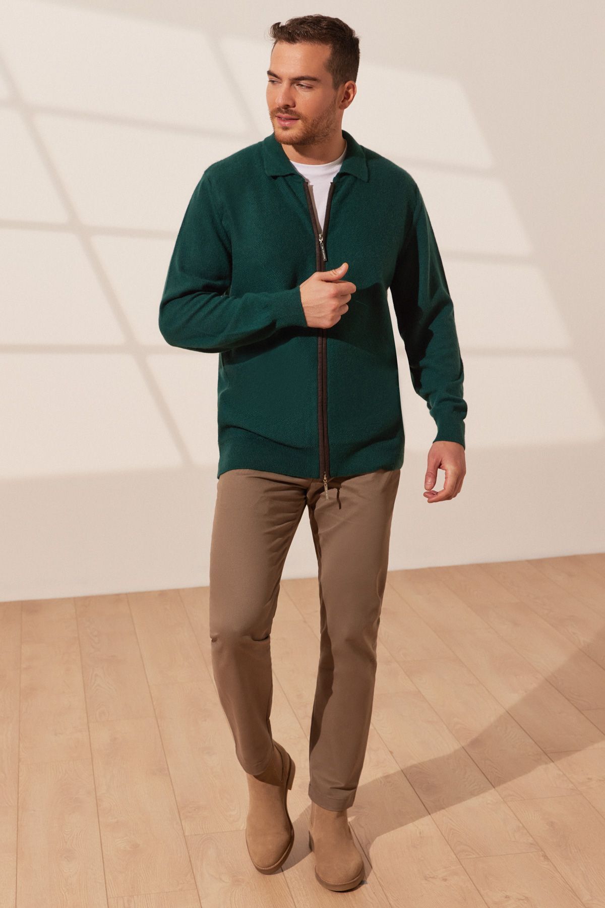 Dark green cashmere cardigan discount