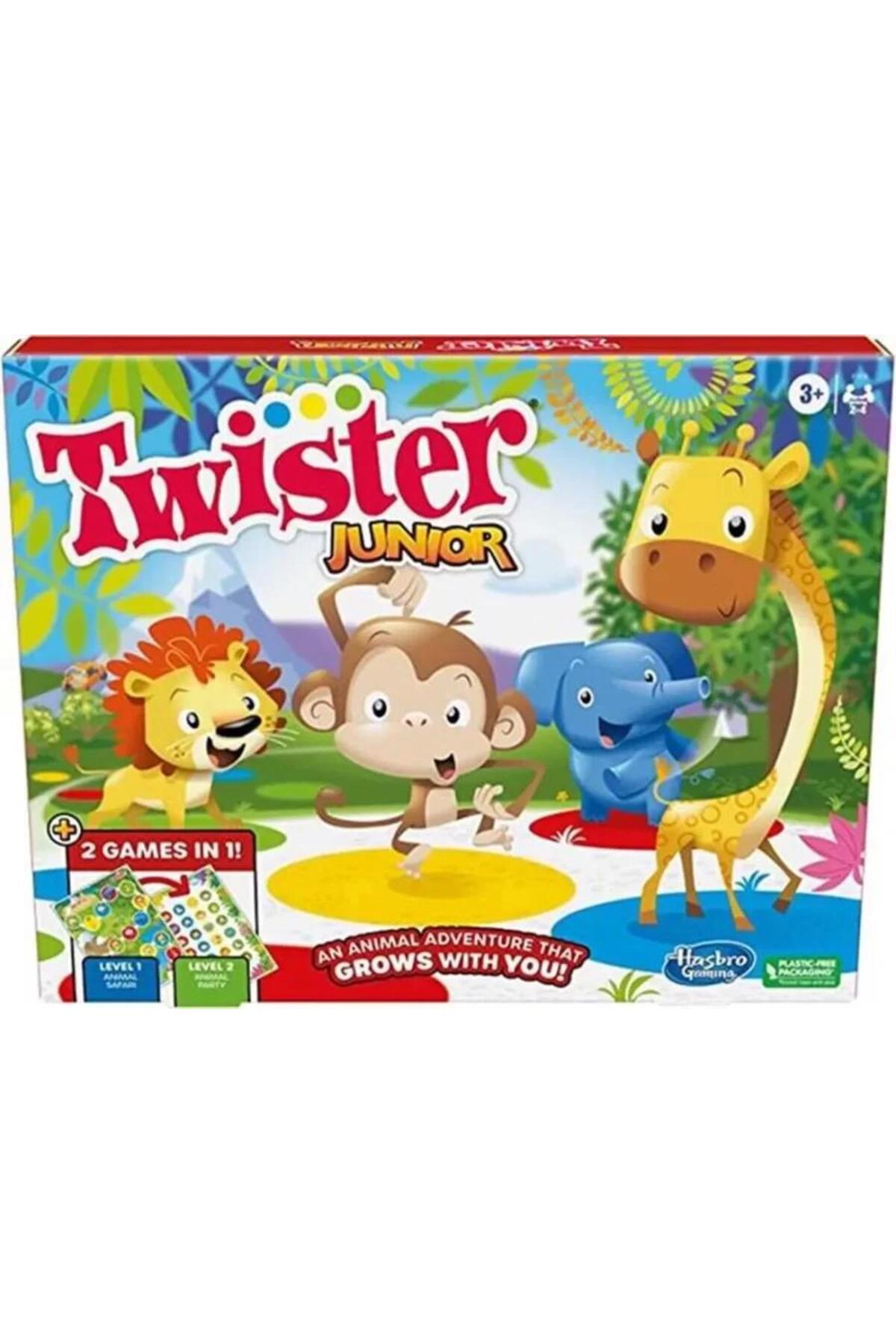 Hasbro Twister Junior Oyunu, Hayvan Macerası 2 Taraflı Mat, 2 Oyun 1