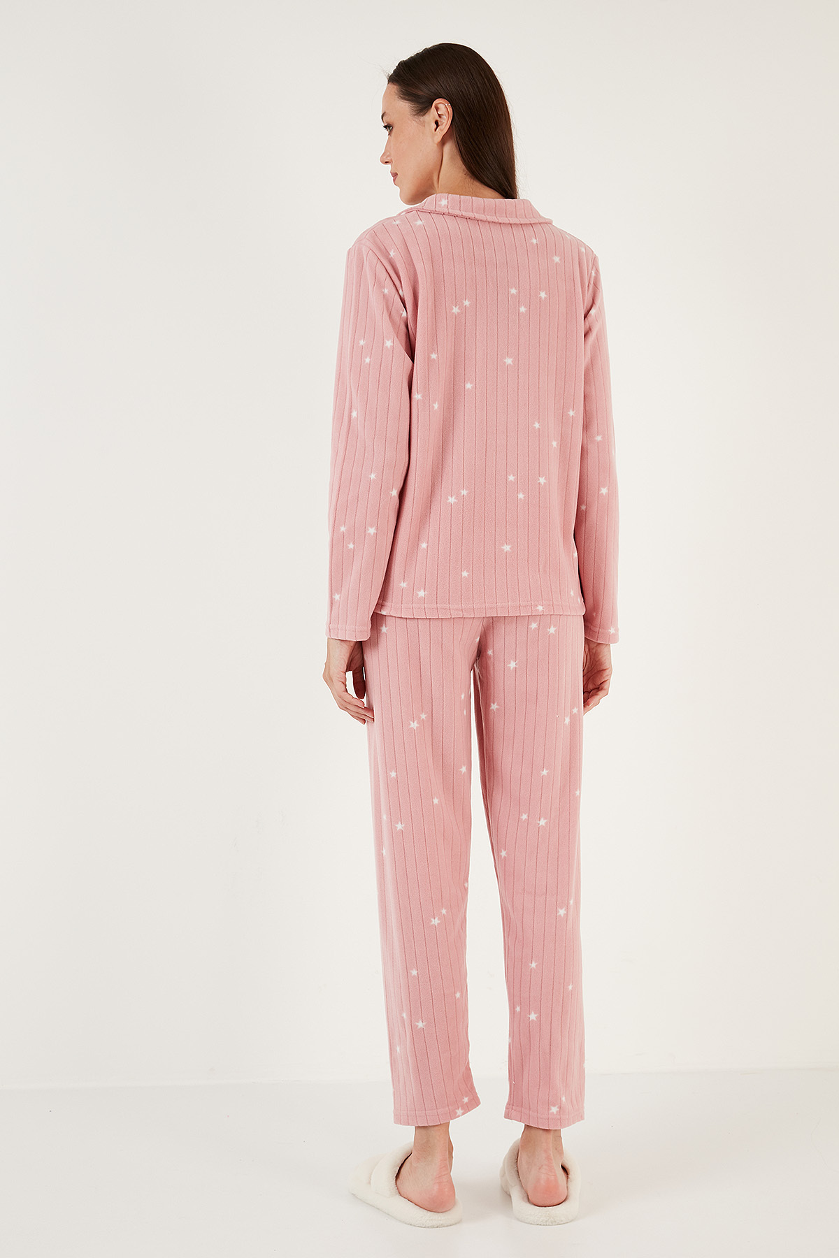 Lela-Regular Fit Shirt Collar Front Buttoned Fleece Pajama Set PAJAMA SET 6571009 5