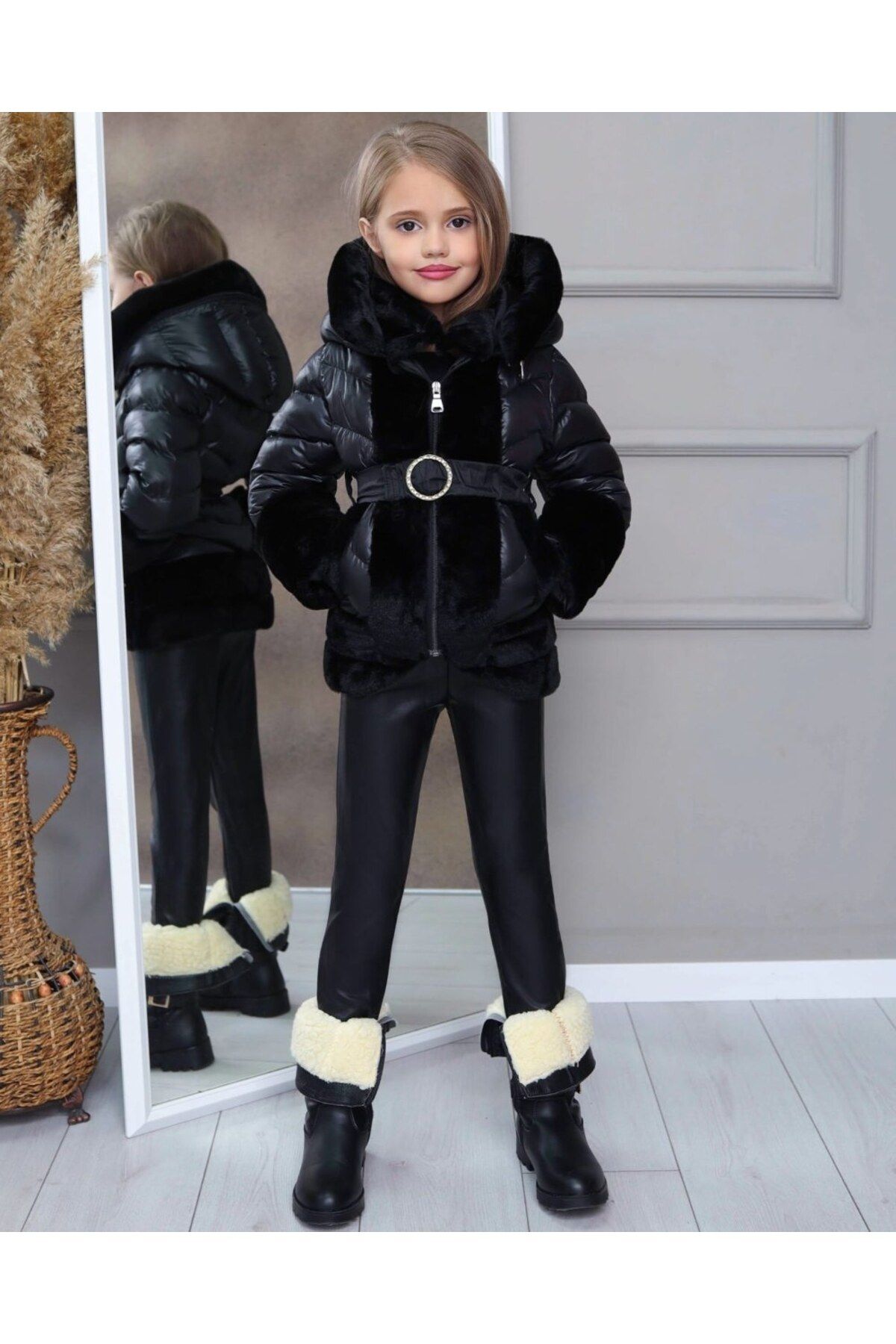ELISHA Girl s Furry Puffer Jacket Trendyol