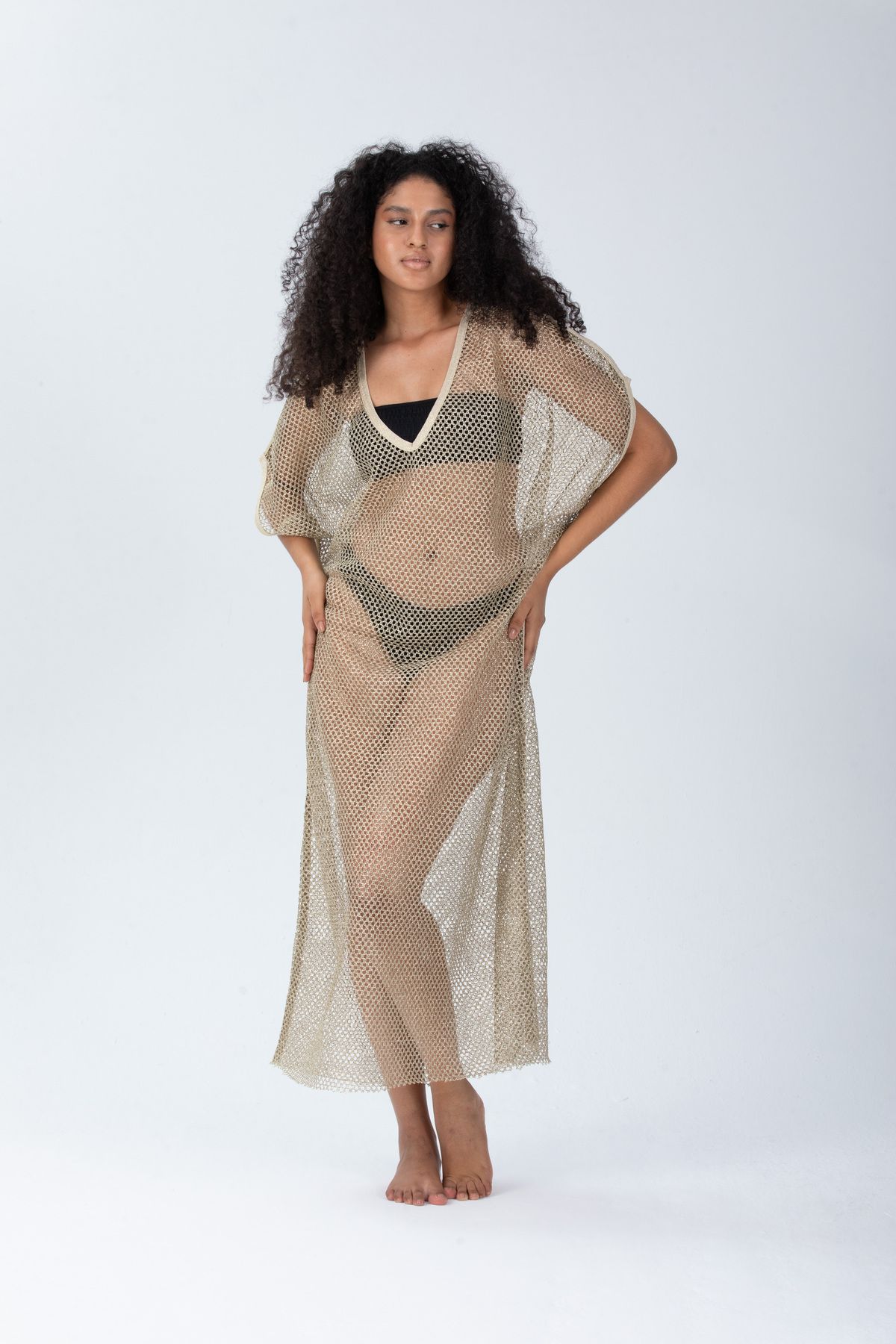 Gold mesh beach best sale dress