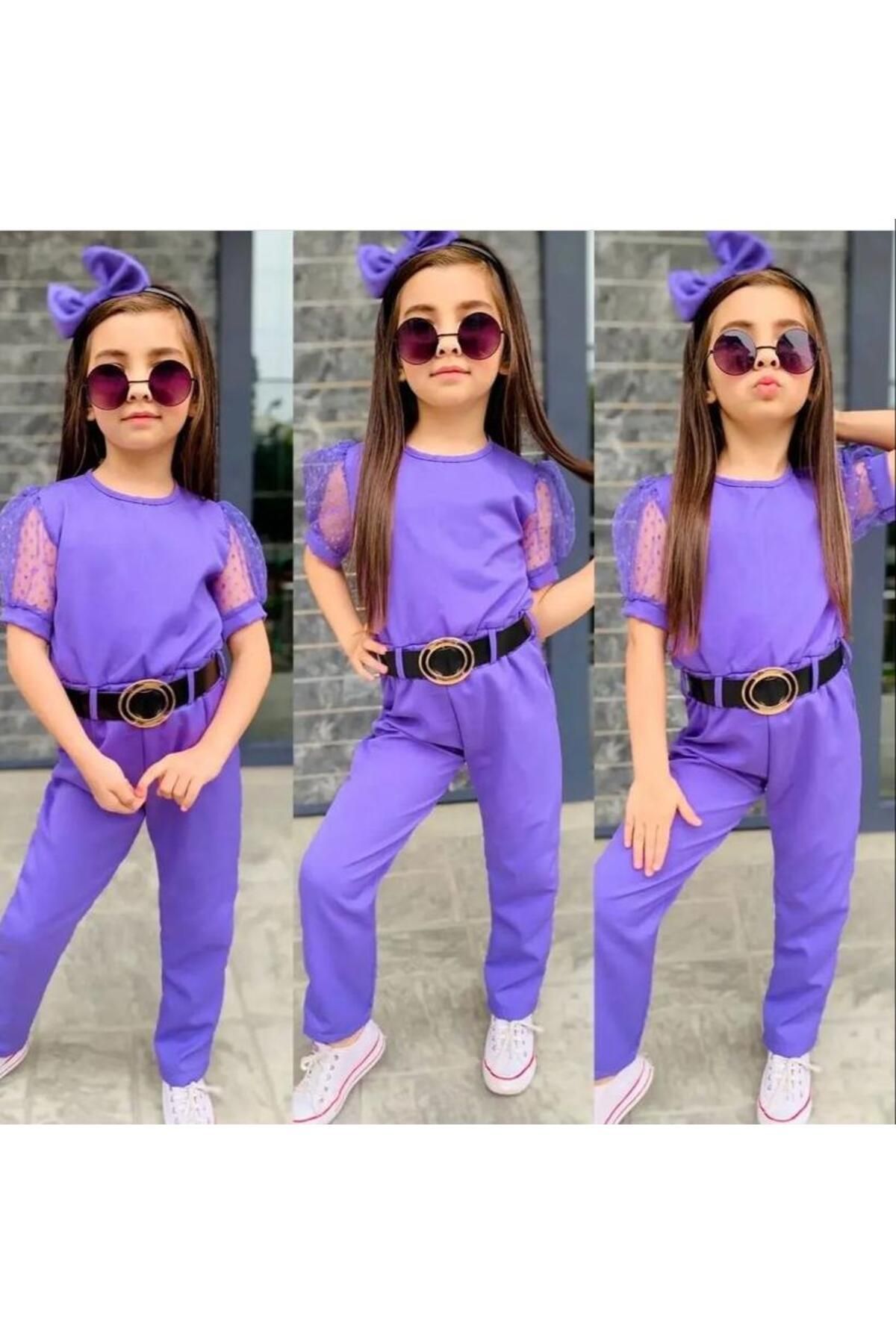 Fatma K na Fenomen Kids Jumpsuit Purple Trendyol