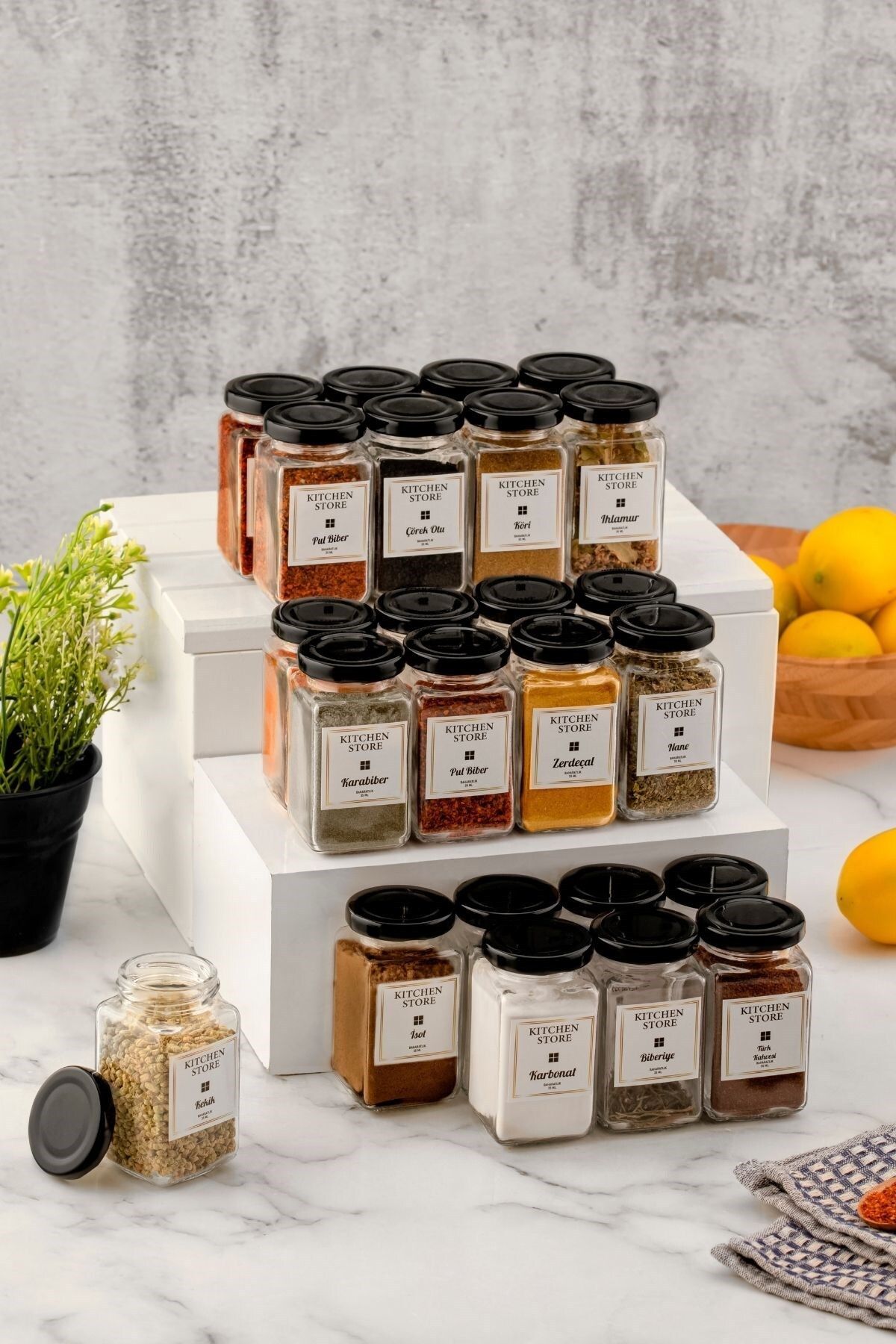 Labeled glass spice jars deals