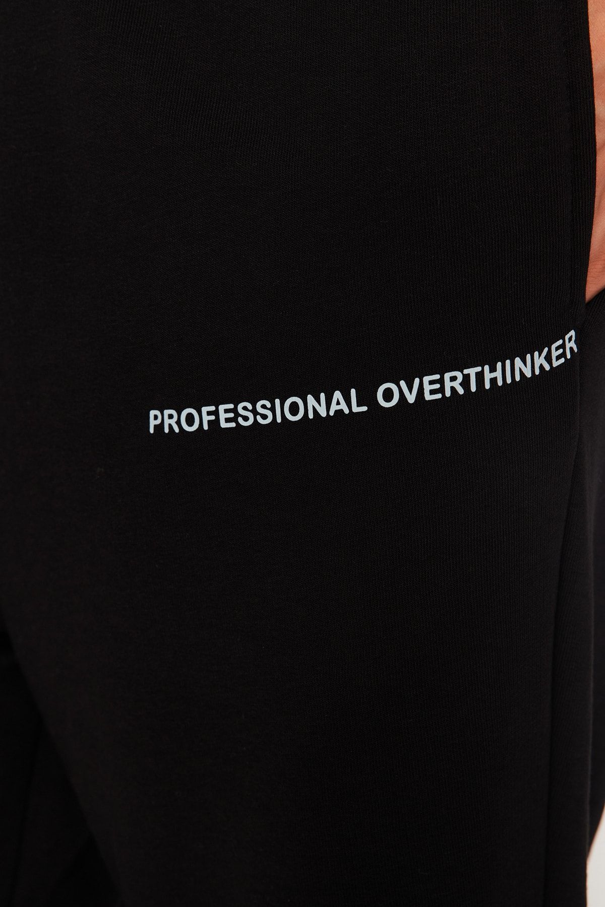 Trendyol Collection-Oversize Minimal Patterned Black Jogger Sweatpants - Tmnaw24Ea00000 6